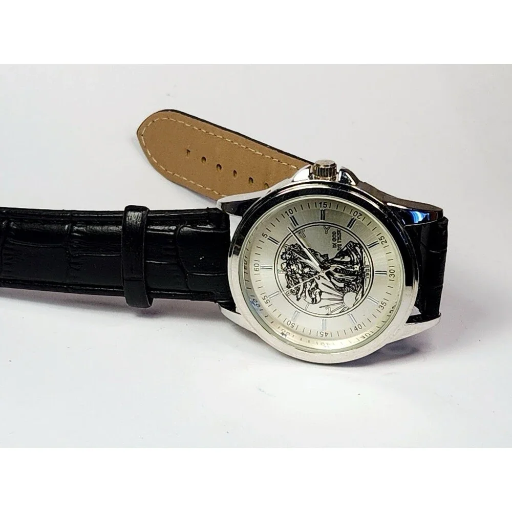 Vintage New American Eagle Lady Liberty Watch Black Leather Band New Battery
